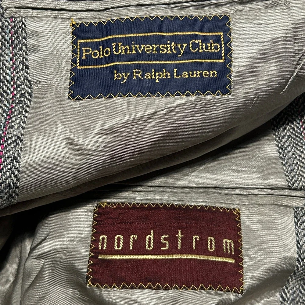 Vintage Polo University Club Ralph Lauren Herringbone Blazer Coat Made in USA